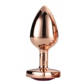 Золотистая анальная втулка с кристаллом-сердечком розового цвета - 7,1 см. - Dream Toys - купить с доставкой в Долгопрудном