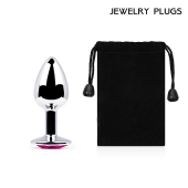 Серебристая анальная пробка с малиновым кристаллом - 7,2 см. - Anal Jewelry Plug - купить с доставкой в Долгопрудном