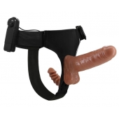 Страпон с вагинальной пробкой и вибрацией Ultra Passionate Harness - 16 см. - Baile - купить с доставкой в Долгопрудном