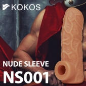 Телесная открытая насадка-реалистик с подхватом мошонки Nude Sleeve L - 14 см. - KOKOS - в Долгопрудном купить с доставкой
