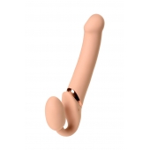 Телесный безремневой вибрострапон Vibrating Bendable Strap-On L - Strap-on-me - купить с доставкой в Долгопрудном