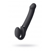 Черный безремневой вибрострапон Vibrating Bendable Strap-On L - Strap-on-me - купить с доставкой в Долгопрудном