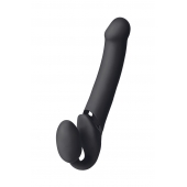 Черный безремневой вибрострапон Vibrating Bendable Strap-On L - Strap-on-me - купить с доставкой в Долгопрудном