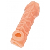 Телесная закрытая насадка с венками Cock Sleeve Size S - 13,8 см. - KOKOS - в Долгопрудном купить с доставкой