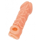 Телесная закрытая насадка с венками Cock Sleeve Size M - 15,6 см. - KOKOS - в Долгопрудном купить с доставкой