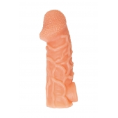 Телесная закрытая насадка с венками Cock Sleeve Size L - 17,6 см. - KOKOS - в Долгопрудном купить с доставкой