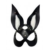 Черная маска зайки с белым мехом на ушках Miss Bunny - БДСМ Арсенал - купить с доставкой в Долгопрудном