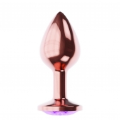 Пробка цвета розового золота с фиолетовым кристаллом Diamond Amethyst Shine L - 8,3 см. - Lola Games - купить с доставкой в Долгопрудном