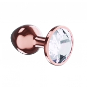Пробка цвета розового золота с прозрачным кристаллом Diamond Moonstone Shine L - 8,3 см. - Lola Games - купить с доставкой в Долгопрудном