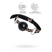 Черный кляп-шар на леопардовых ремешках Anonymo - ToyFa - купить с доставкой в Долгопрудном