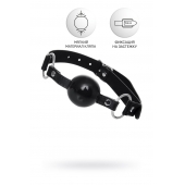 Черный кляп-шар на кожаных ремешках Anonymo - ToyFa - купить с доставкой в Долгопрудном