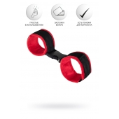 Красно-черные велюровые наручники Anonymo - ToyFa - купить с доставкой в Долгопрудном