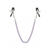 Зажимы для сосков с фиолетовой цепочкой Sweet Caress Nipple Chain - Sweet Caress - купить с доставкой в Долгопрудном