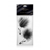 Зажимы на соски с черными пуховыми кисточками Sweet Caress Feather Nipple Clumps - Sweet Caress - купить с доставкой в Долгопрудном