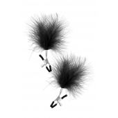 Зажимы на соски с черными пуховыми кисточками Sweet Caress Feather Nipple Clumps - Sweet Caress - купить с доставкой в Долгопрудном