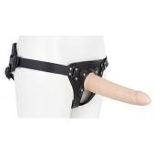 Пустотелый страпон Harness CLASSIC с бандажом - 19,5 см. - LOVETOY (А-Полимер) - купить с доставкой в Долгопрудном