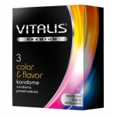 Цветные ароматизированные презервативы VITALIS PREMIUM color   flavor - 3 шт. - Vitalis - купить с доставкой в Долгопрудном
