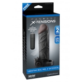 Чёрная вибронасадка с кольцом Vibrating Real Feel 2 Extension - 16 см. - Pipedream - в Долгопрудном купить с доставкой