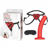 Красный поясной фаллоимитатор Red Heart Strap on Harness   5in Dildo Set - 12,25 см. - Lux Fetish - купить с доставкой в Долгопрудном