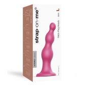 Розовая насадка Strap-On-Me Dildo Plug Beads size L - Strap-on-me - купить с доставкой в Долгопрудном