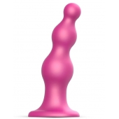 Розовая насадка Strap-On-Me Dildo Plug Beads size L - Strap-on-me - купить с доставкой в Долгопрудном