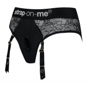 Черные трусики для насадок Diva Lingerie Harness - size L - Strap-on-me - купить с доставкой в Долгопрудном
