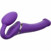 Фиолетовый безремневой вибрострапон Vibrating Bendable Strap-On - size L - Strap-on-me - купить с доставкой в Долгопрудном