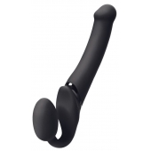 Черный безремневой вибрострапон Silicone Bendable Strap-On - size XL - Strap-on-me - купить с доставкой в Долгопрудном