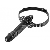 Черный кляп-фаллоимитатор Double Penis Gag - Fetish Tentation - купить с доставкой в Долгопрудном