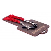 Металлические зажимы на соски с красными замшевыми кисточками - Crazy Handmade - купить с доставкой в Долгопрудном