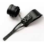 Черные кожаные оковы с креплением в виде веревочек - Crazy Handmade - купить с доставкой в Долгопрудном