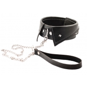 Черный ошейник-воротничок с металлическим поводком - Crazy Handmade - купить с доставкой в Долгопрудном