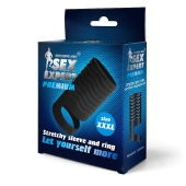 Черная открытая насадка на пенис с кольцом для мошонки XXXL-size - 9,9 см. - Sex Expert - в Долгопрудном купить с доставкой