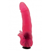 Розовая насадка для страпона с клиторальными лепестками - 18,5 см. - LOVETOY (А-Полимер) - купить с доставкой в Долгопрудном