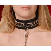 Чёрный ошейник с цепочками и поводком - Sitabella - купить с доставкой в Долгопрудном