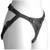 Черный женский пояс-трусики с кольцом для фиксации насадок - LOVETOY (А-Полимер) - купить с доставкой в Долгопрудном