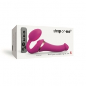 Ярко-розовый безремневой страпон Multi Orgasm Size S с клиторальной стимуляцией - Strap-on-me - купить с доставкой в Долгопрудном