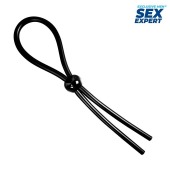 Черное силиконовое лассо с шариком для утяжки - Sex Expert - в Долгопрудном купить с доставкой
