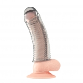 Текстурированная насадка на пенис Clear Textured Penis Enhancing Sleeve Extension - 16,5 см. - BlueLine - в Долгопрудном купить с доставкой