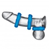 Комплект из трех голубых эрекционных колец 3-Pack Ribbed Rider Cock Ring Set - BlueLine - в Долгопрудном купить с доставкой