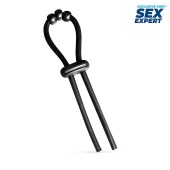 Черное эрекционное кольцо со стимулирующими бусинами - Sex Expert - в Долгопрудном купить с доставкой