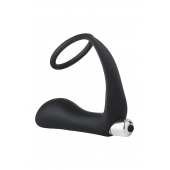 Черное эрекционное кольцо с вибропробкой Vibrating Anal Plug With Cockring - Dream Toys - в Долгопрудном купить с доставкой