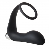 Черное эрекционное кольцо с вибропробкой Vibrating Anal Plug With Cockring - Dream Toys - в Долгопрудном купить с доставкой