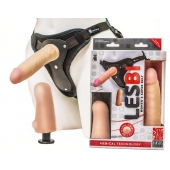 Телесный страпон Harness LESBI с вагинальной пробкой - 16,5 см. - LOVETOY (А-Полимер) - купить с доставкой в Долгопрудном