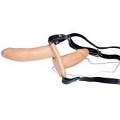 Телесный женский страпон с вагинальной пробкой Strap-On Duo - 15 см. - Orion - купить с доставкой в Долгопрудном