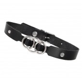 Черный кожаный ошейник со связанными кольцами - Pecado - купить с доставкой в Долгопрудном