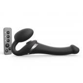 Черный безремневой страпон Multi Orgasm Size S с клиторальной стимуляцией - Strap-on-me - купить с доставкой в Долгопрудном