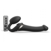 Черный безремневой страпон Multi Orgasm Size M с клиторальной стимуляцией - Strap-on-me - купить с доставкой в Долгопрудном