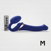 Синий безремневой страпон Multi Orgasm Size M с клиторальной стимуляцией - Strap-on-me - купить с доставкой в Долгопрудном