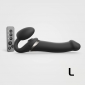 Черный безремневой страпон Multi Orgasm Size L с клиторальной стимуляцией - Strap-on-me - купить с доставкой в Долгопрудном